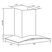 Emilia 90cm Curved Glass Canopy Rangehood CK90CGNF