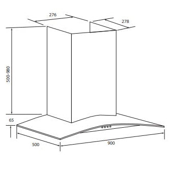 Emilia 90cm Curved Glass Canopy Rangehood CK90CGNF
