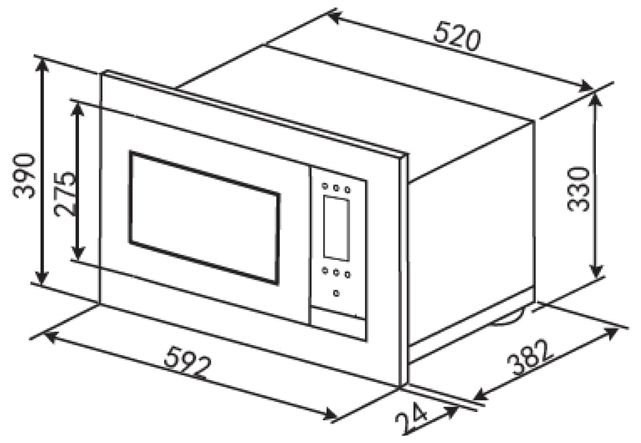 Smeg 31L Built-In Microwave with Trim Kit SMO31NT - Factory Seconds