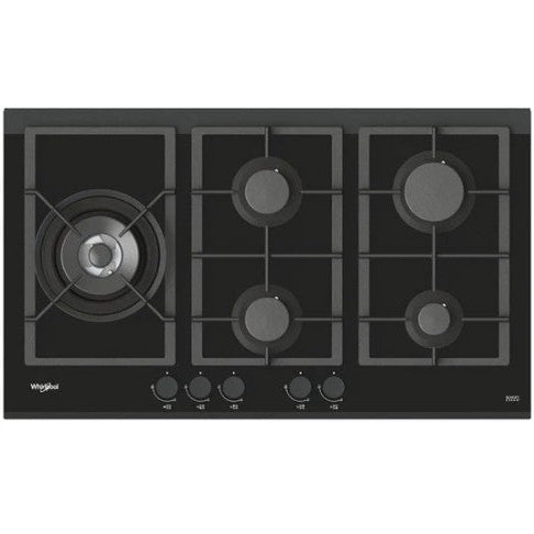 Whirlpool 90cm 5 Burner Gas Cooktop In Black Glass GGW870NBAUS