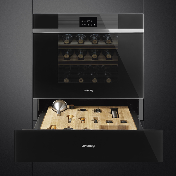 Smeg Black Linea 60cm Wine Cooler and Sommelier Drawer Bundle - Factory Seconds Discount
