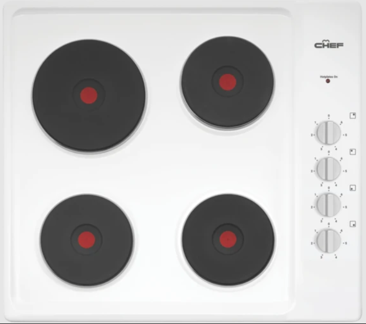Chef 60cm Electric Solid Cooktop White CHS642WB  - Factory Seconds Discount