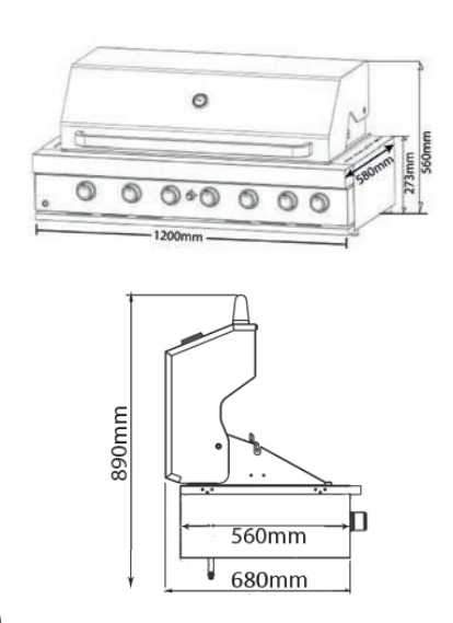 Euro 120cm 6 Burner Built In Barbecue Black EAL1200RBQBL