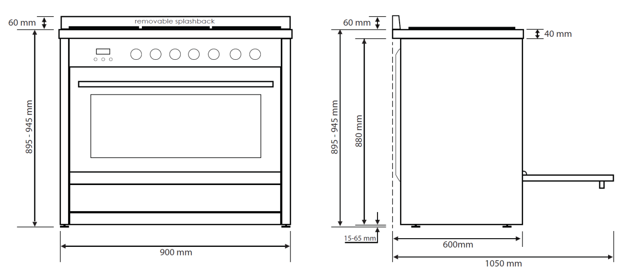 Euromaid 90cm Freestanding Oven EGE9TS  - Factory Seconds