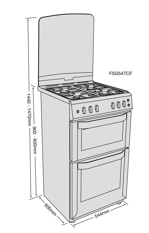 Belling 54cm Stainless Steel Gas Freestanding Oven FSG54TCF SNG Clearance