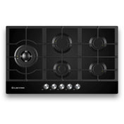 Kleenmaid 90cm Black Glass Gas Cooktop GCTK9012