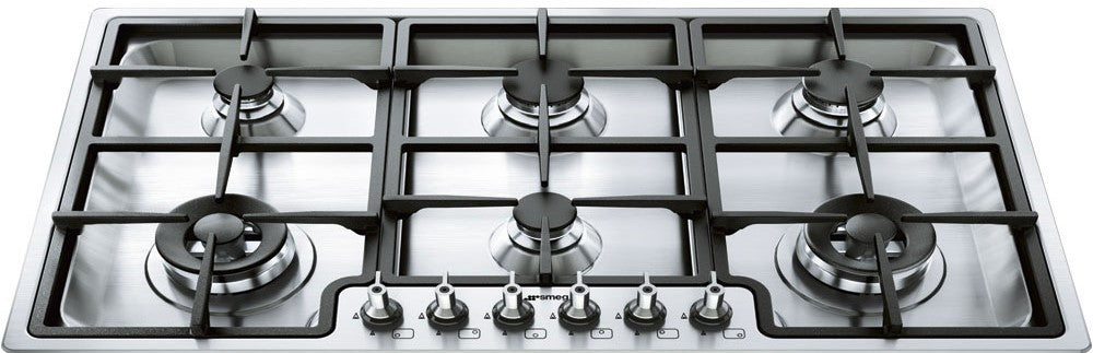 Smeg 90cm Stainless Steel Gas Cooktop PGA96 - Ex Display Discount