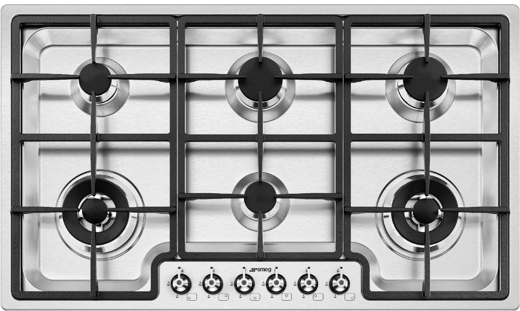 Smeg 90cm Stainless Steel Gas Cooktop PGA96 - Ex Display Discount