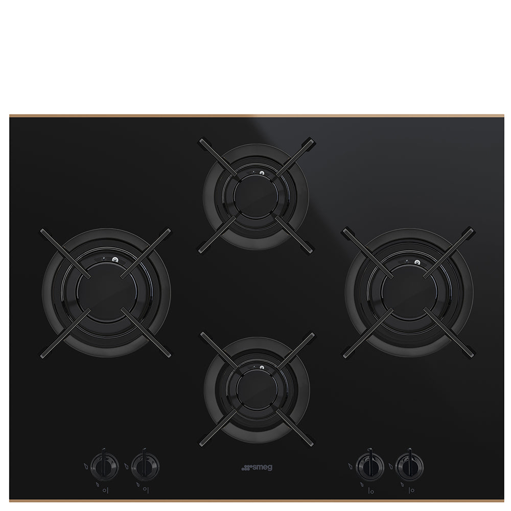 Smeg 65cm Dolce Stil Novo Black Gas Cooktop PV664LCNRAU- Factory Seconds Discount