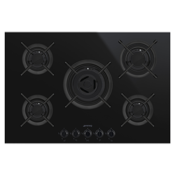 Smeg 75cm Dolce Stil Novo Black Gas Cooktop PV675CNXAU - Factory Seconds Discount