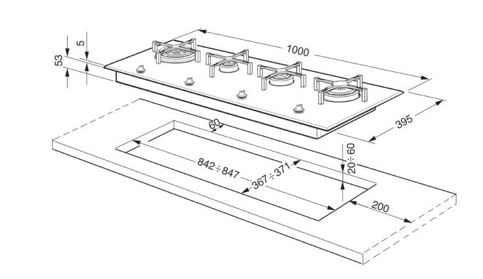 Smeg 100cm Gas Cooktop PX140A  - Clearance Stock