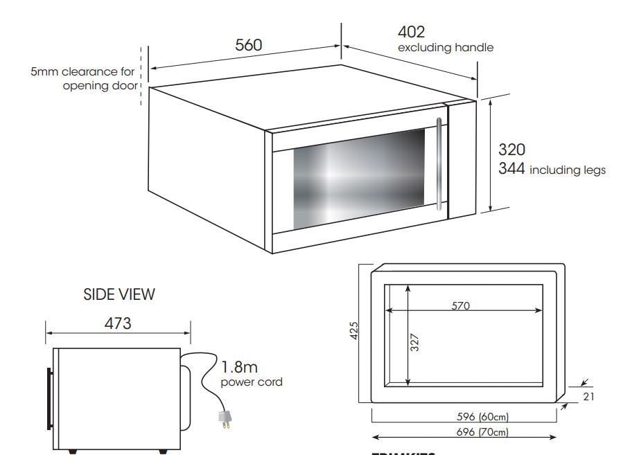Smeg 34L Freestanding Microwave Oven SA37X - Factory Seconds Discount