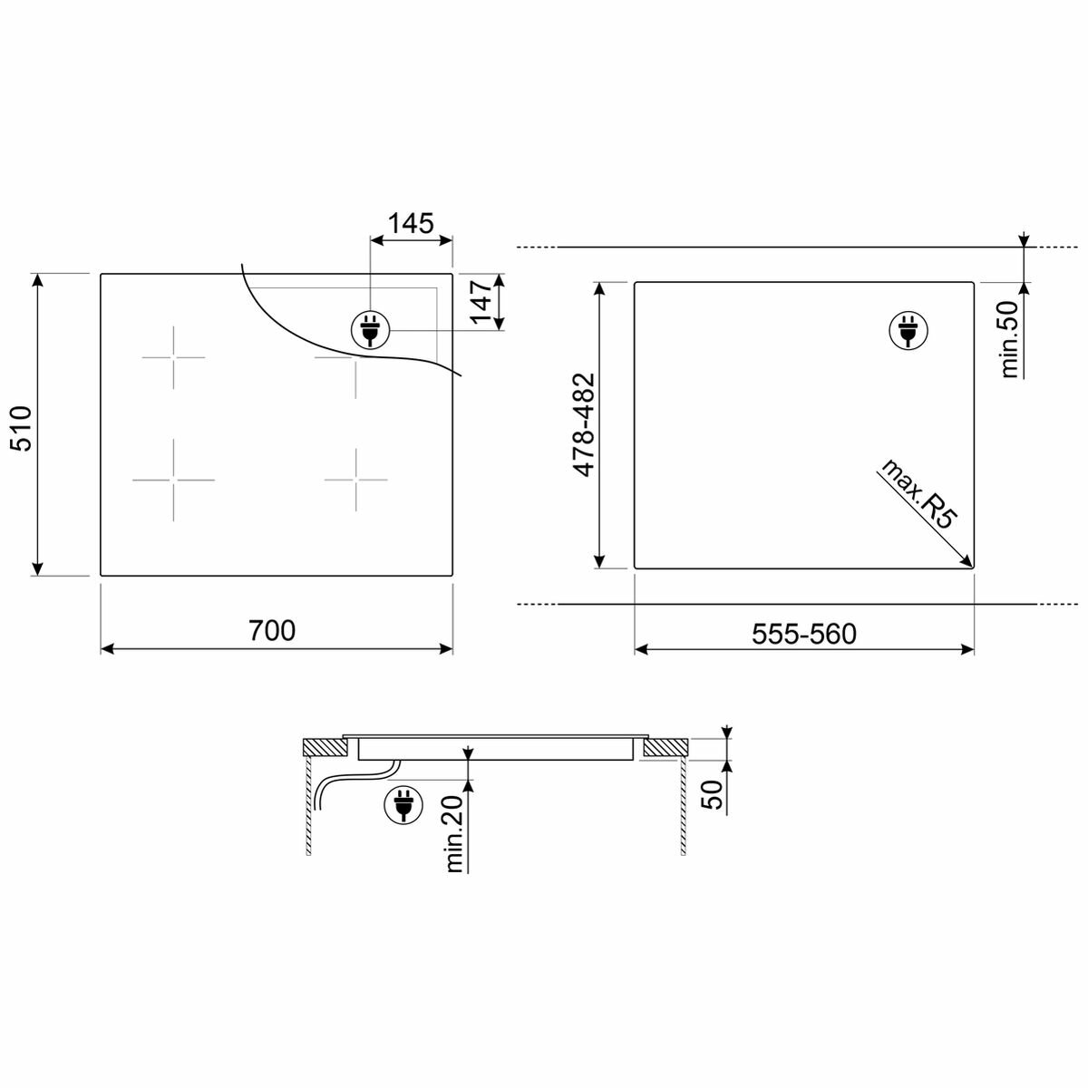 Smeg 70cm Induction Cooktop SAI4744D - Factory Seconds