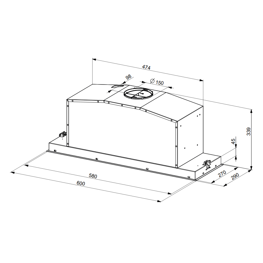 Smeg 60cm Undermount Rangehood SHU670X - Factory Seconds