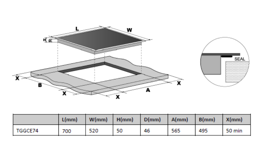 Technika 70cm Ceramic Cooktop TGGCE74 Clearance Discount The