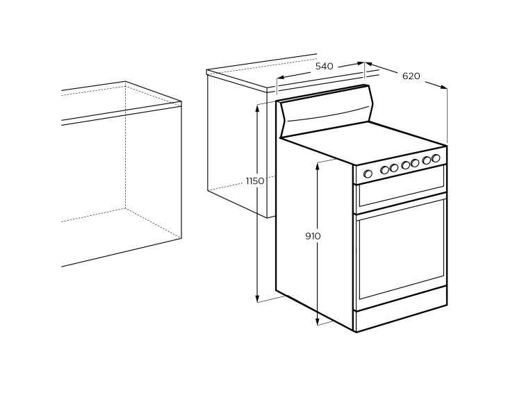Westinghouse 54cm Freestanding Natural Gas Oven WLG512WCNG - Factory Seconds Discount