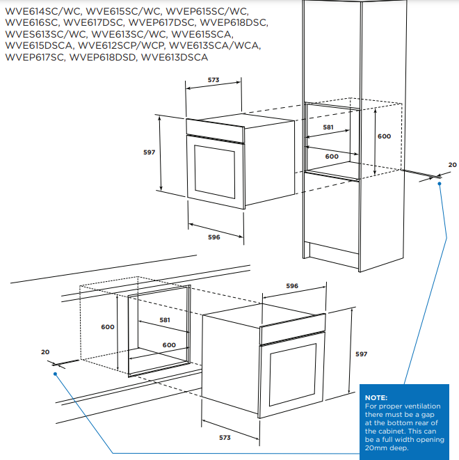 Westinghouse 60cm Dark Stainless Steel Oven WVEP617DSC Factory