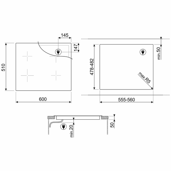 Smeg 60cm Induction Cooktop SAI4634D - Factory Seconds