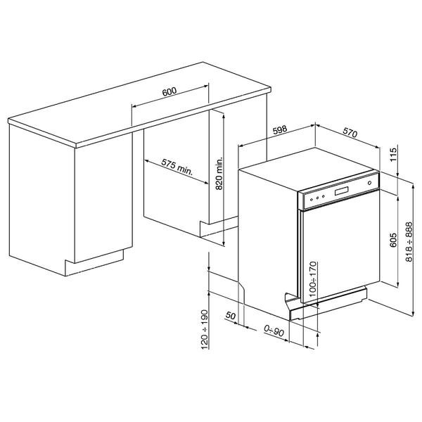 Smeg Stainless Steel Underbench Diamond Series Dishwasher DWAU615DX3 - Carton Damage Discount