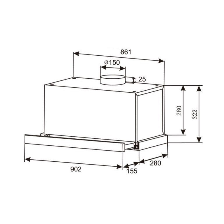 Kleenmaid 90cm Slide Out Rangehood RHS091